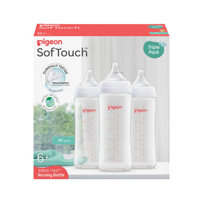 Pigeon SofTouch™ Wide Neck Bottle PP 330ml - Triple Pack
