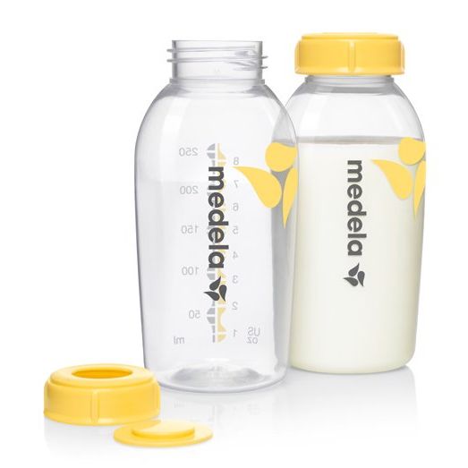 Medela Set of 2 Breastmilk Bottles 250ml Caps and Discs