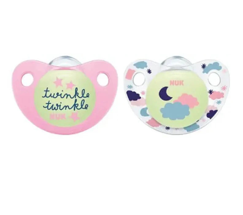 NUK Glow In Dark Silicone Soother 0-6mths 2Pk