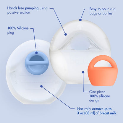 Boon TROVE™ 2pk Silicone Passive Breast Pump with travel pouch