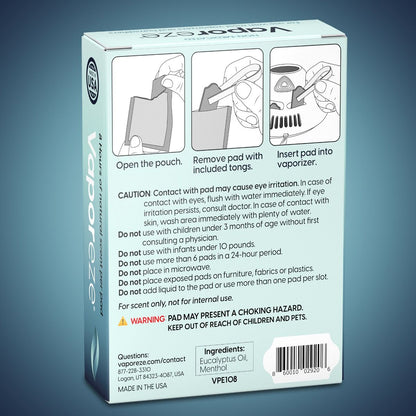 Vaporeze Vapor Pads 8pk - Menthol & Eucalyptus