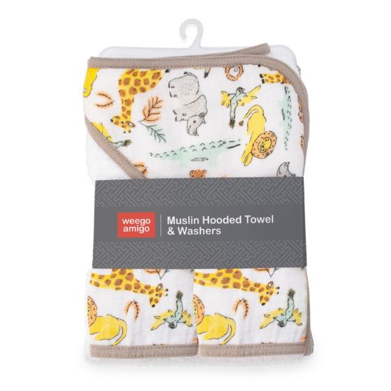 Weegoamigo Hooded Towel + Washers