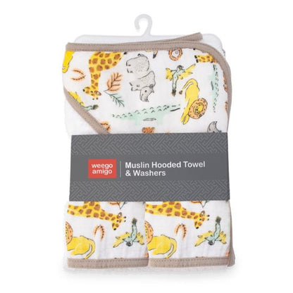 Weegoamigo Hooded Towel + Washers