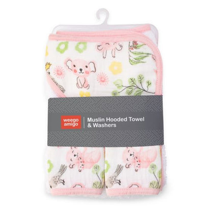 Weegoamigo Hooded Towel + Washers