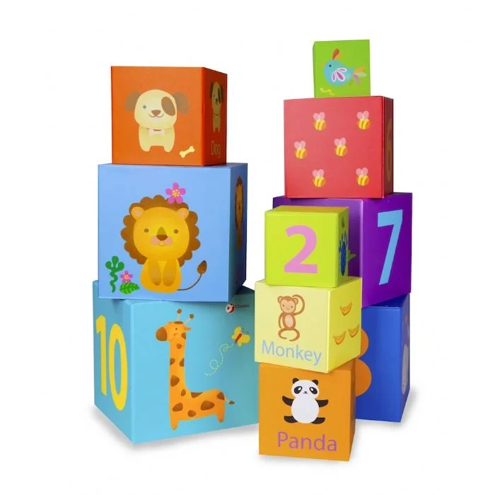Classic World Cardboard Stacking Cubes Toy Baby On The Move