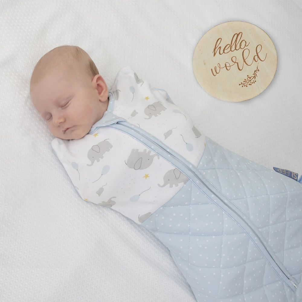 Living Textiles Smart Sleep Zip Up Swaddle 2.5 TOG Mason Elephant