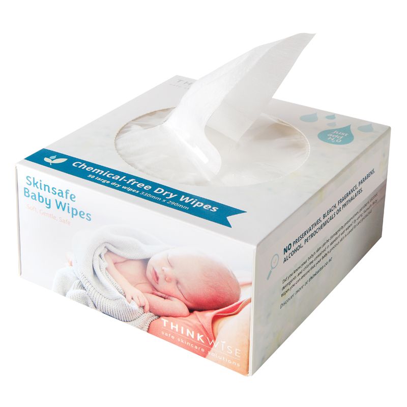 ThinkWise Skinsafe Dry Baby Wipes 50pk Baby On The Move