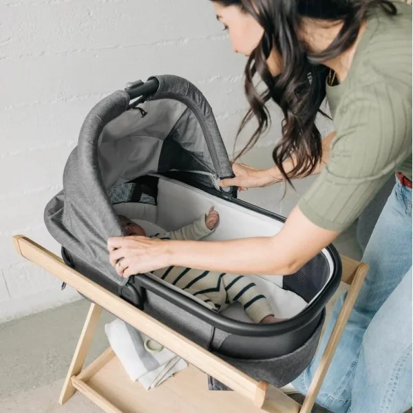 Baby sleeping in uppababy bassinet deals